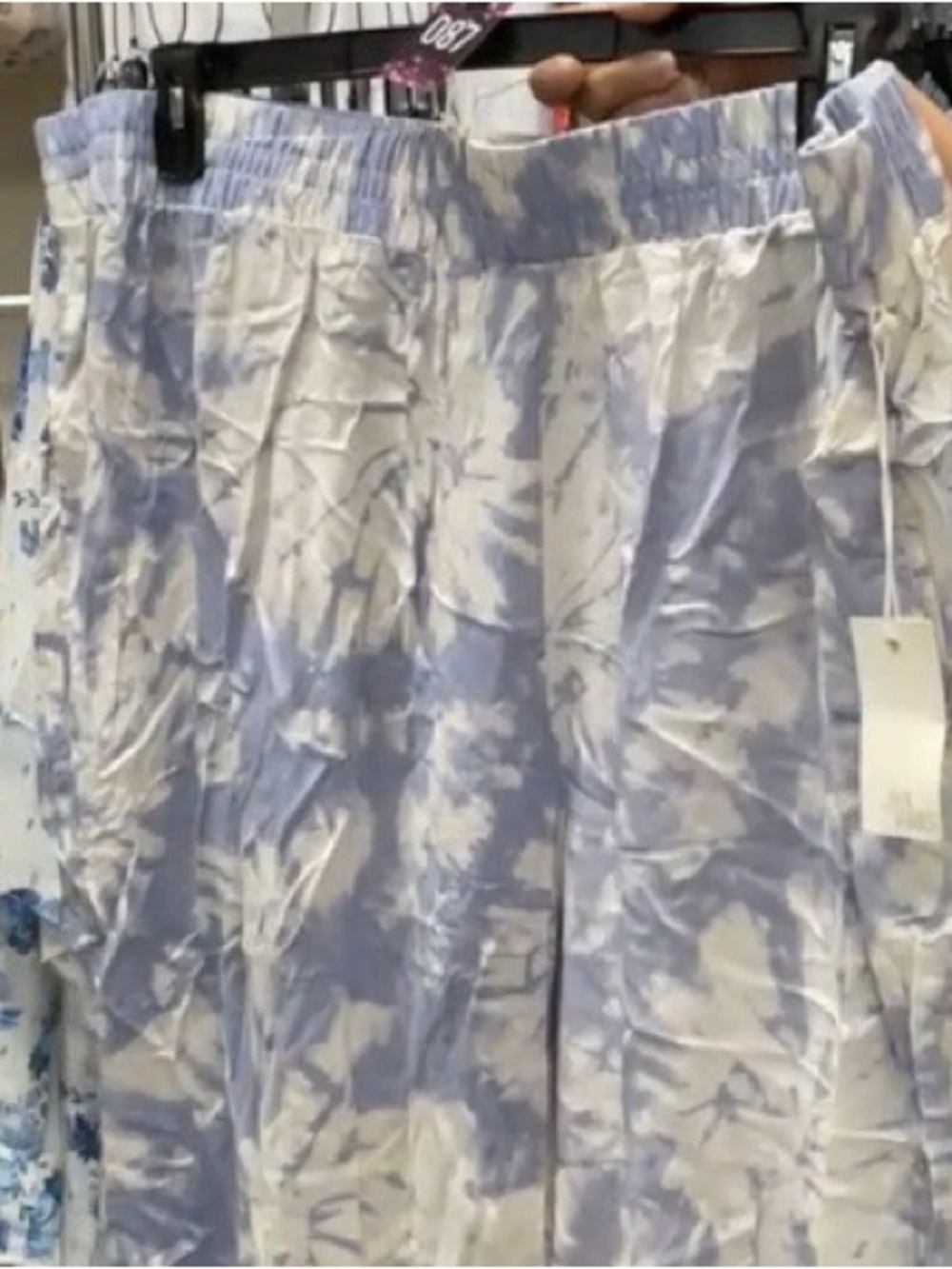 Tie-Dye Wide Leg Joggers - Blue/White